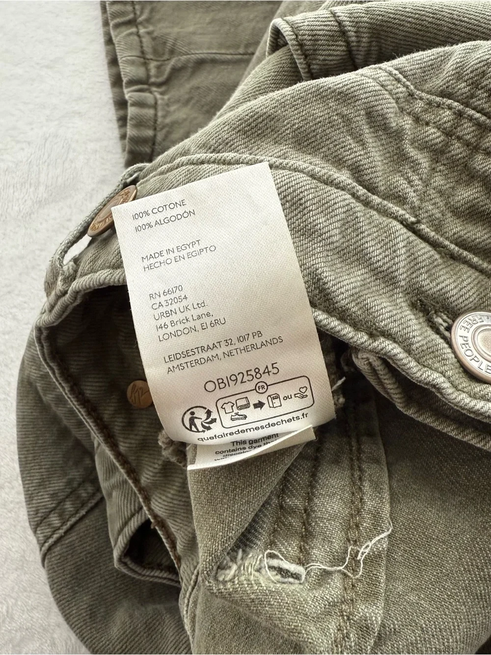 Free People Palmer Wide Leg Cuffed Jean Size 31 Green Wash
